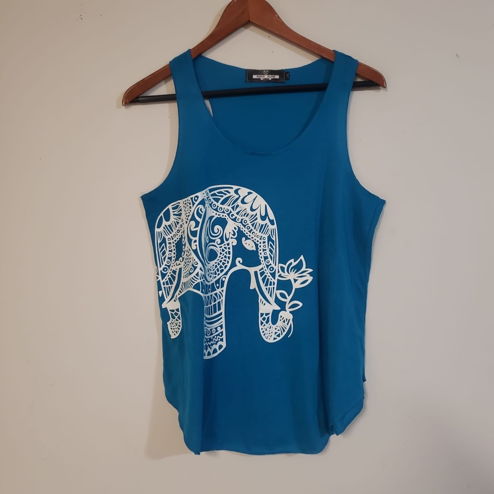 Paper plane elephant sleeveless tank top